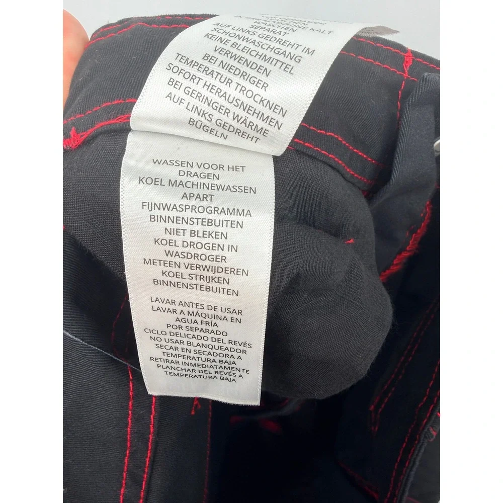 True Religion Cargo Pants Mens 34 Jet Black Red Stitching NWT 108335